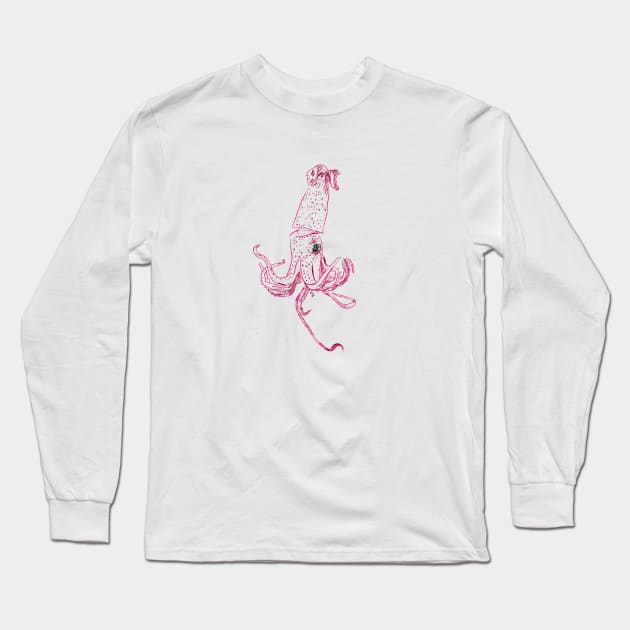 Giant Pink Squid Long Sleeve T-Shirt by Katherine Montalto